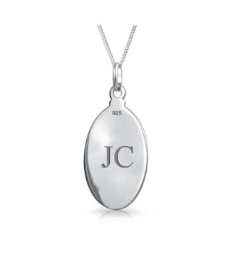 Parton Of Safe Travel "Protect Us" Medal Medallion Oval Saint Christopher Pendant Necklace For Women Sterling Silver