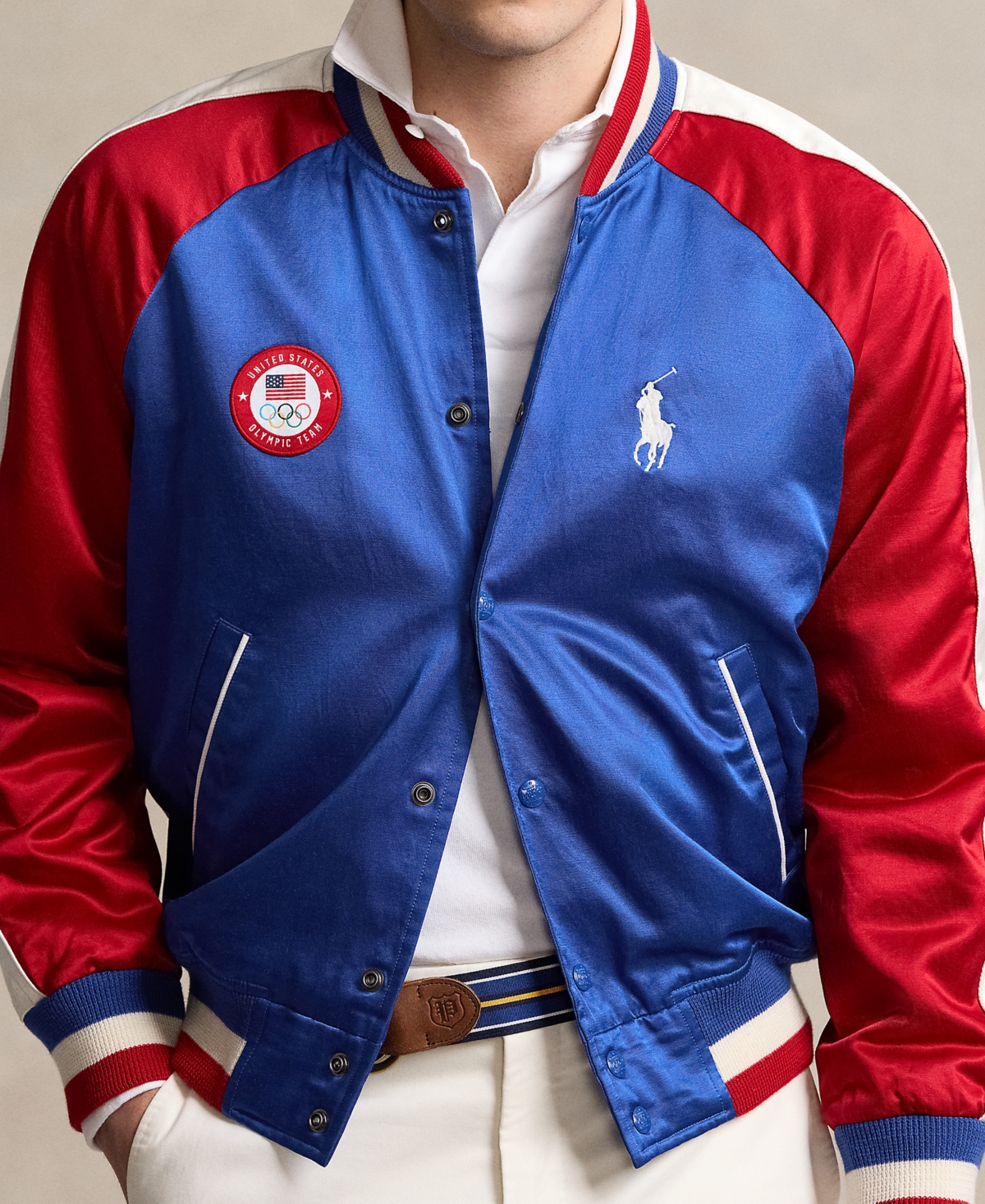 Polo Ralph Lauren Men's Team Usa Satin Baseball Jacket