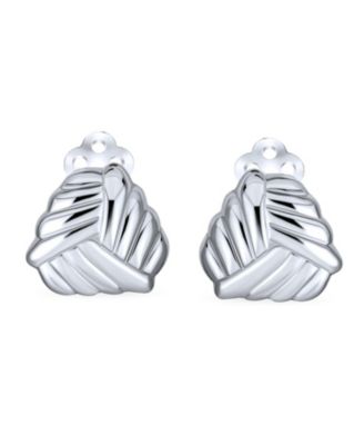 Geometric Twist Love Knot Clip On Earrings Polish Shine Non Pierced Ears Sterling Silver Alloy Clip