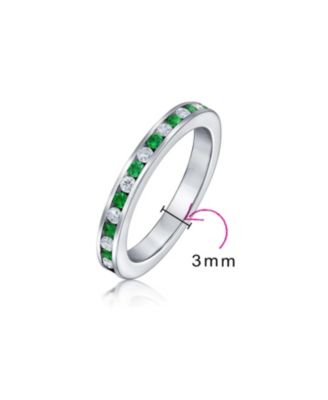 Cubic Zirconia Thin Stackable CZ Channel Set Eternity Band Ring .925 Sterling Silver 3MM