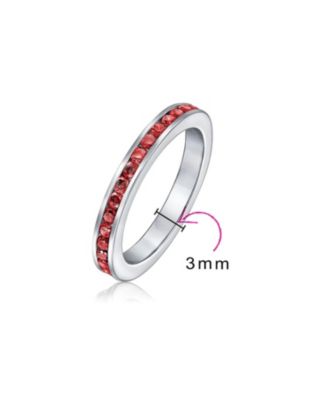 Cubic Zirconia Thin Stackable CZ Channel Set Eternity Band Ring .925 Sterling Silver 3MM