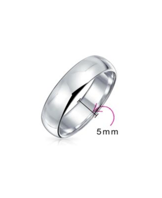 Plain Simple Dome Couples Sterling Silver Band Ring 5MM