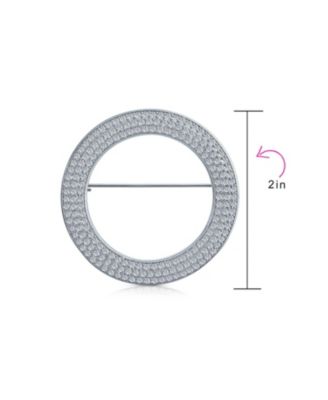 Eternity Cubic Zirconia Pave CZ Scarf Round Circle Brooch Pin For