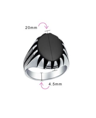 Biker Jewelry Animal Claw Set Large Oval Cabochon Signet Statement Western Ring Oxidized Silver