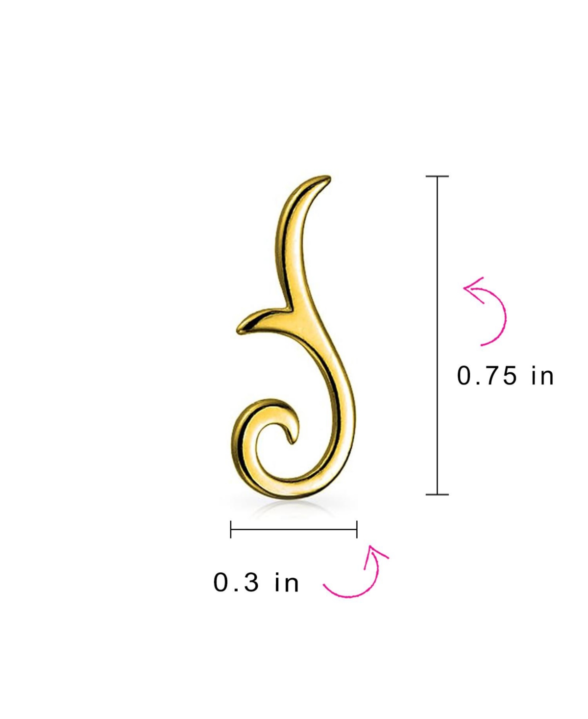 Bling Jewelry Minimalist Geometric Tribal Scroll Ear Pin Crawlers Climbers Earrings For WomenPlated Sterling Silver - Gold