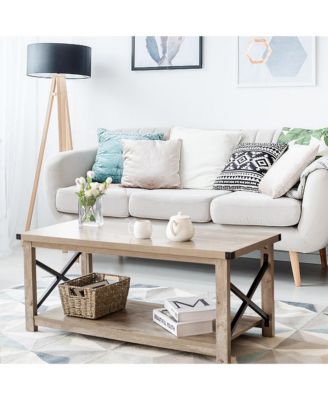 43.5'' Rustic Coffee Table Farmhouse Cocktail Table