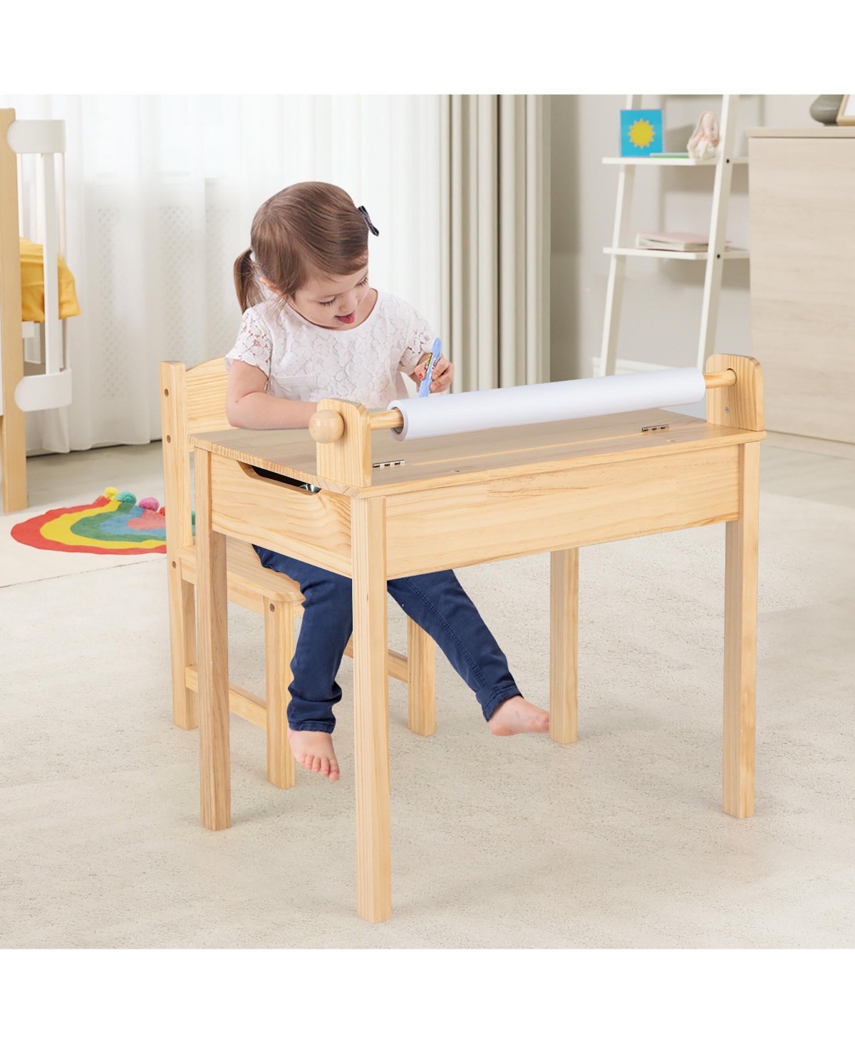 Costway Toddler Multi Activity Table with Chair Kids Art & Crafts Table