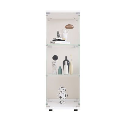 White Glass Display Cabinet with 3 Shelves