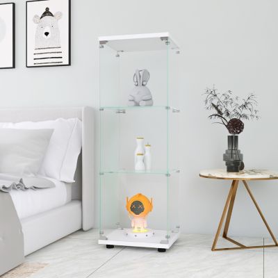 White Glass Display Cabinet with 3 Shelves