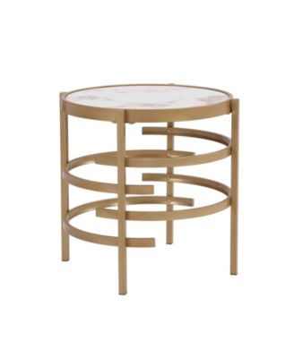 Streamdale Pandora Stone Modern Side Table (Golden