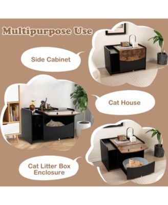 Cat Litter Box Enclosure with Pull-out Drawer-Black