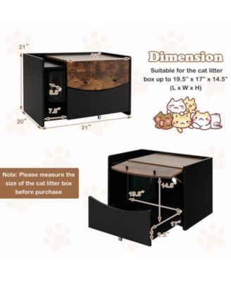 Cat Litter Box Enclosure with Pull-out Drawer-Black