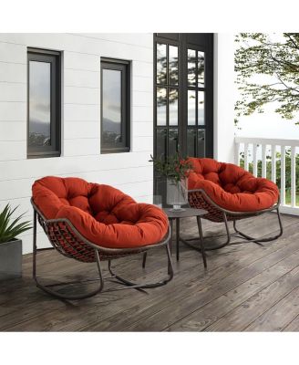 Orange Rattan Rocking Chair with Cushion