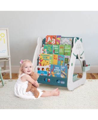 3-In-1 Double Sided Magnetic Dry-Erase Board with Stool and Flipped Writing Desktop