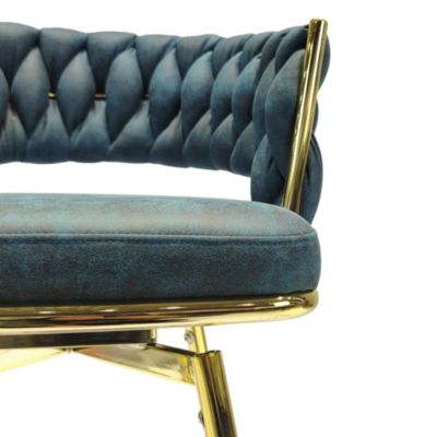 Streamdale Blue Upholstered Bar Stools Set Of 2 With Swivel