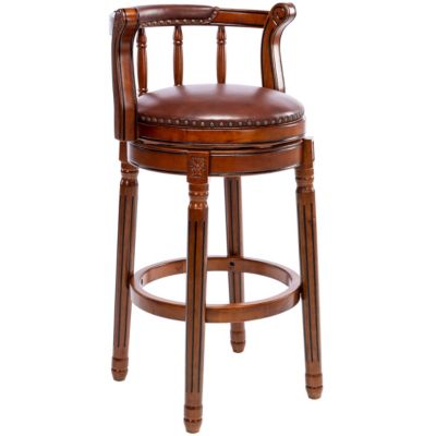 29.5" Brown Wooden Swivel Barstool