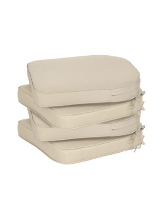 outdoor chair cushions (21" x 21") made of soft, fade resistant polyester with invisible zippers, tie straps, and easy cleaning, set of 4.