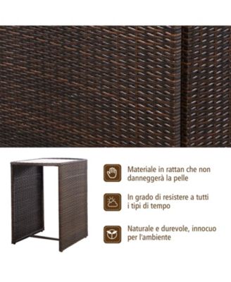 3 PCS Cushioned Outdoor Wicker Patio Set Garden Lawn Sofa Furniture Seat No Assembly