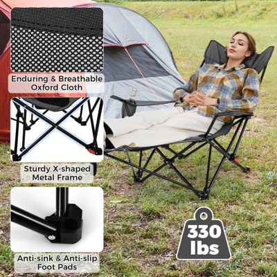 Folding Camping Chair with Detachable Footrest