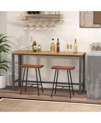 Set of 2 Industrial Saddle Stool Counter Height Bar Stool Dining Pub Chair w/ Metal Frame