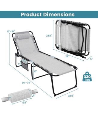 Patio Folding Chaise Lounge Chair Portable Sun Lounger with Adjustable Backrest