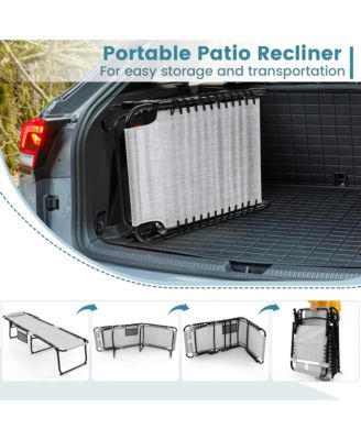 Patio Folding Chaise Lounge Chair Portable Sun Lounger with Adjustable Backrest