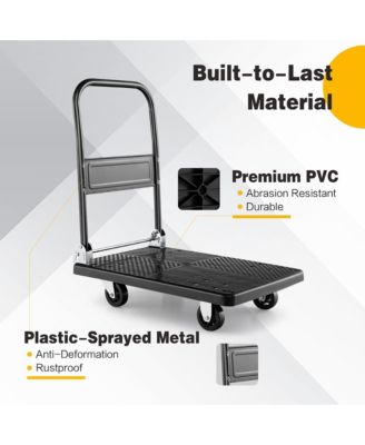 28'' x 19'' x 32''  Folding Push Cart Dolly Platform Hand Truck with 360° Swivel Wheels 440LBS Capacity