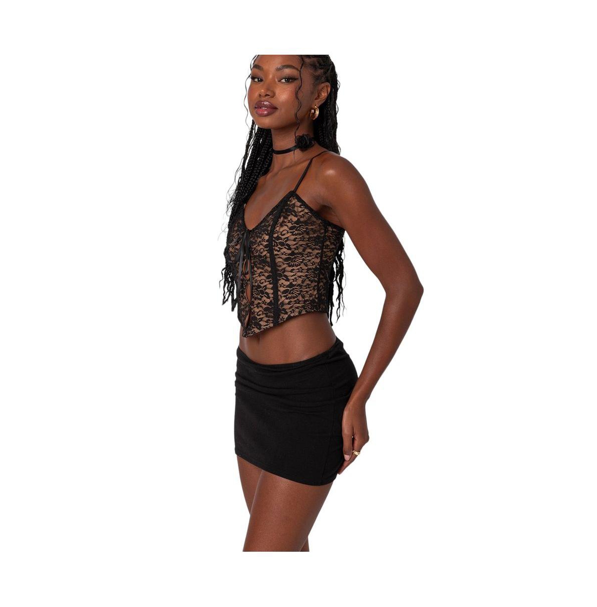 Edikted Women's Adira Lace Keyhole Coreset Top