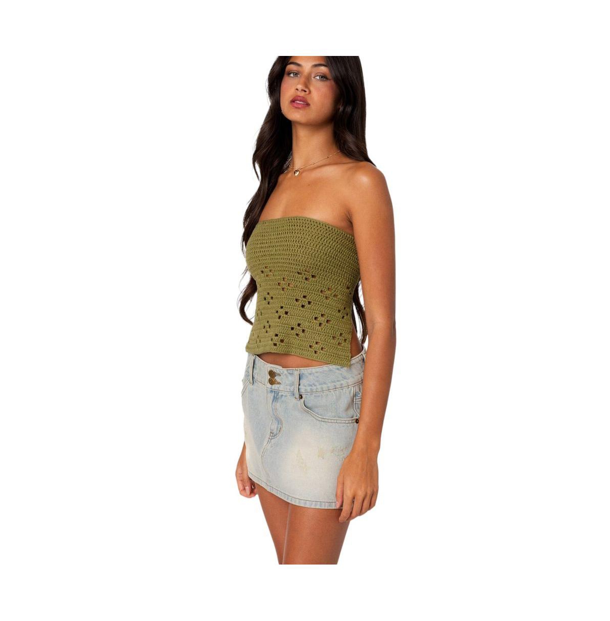 Edikted Women's Niki Crochet Strapless Top
