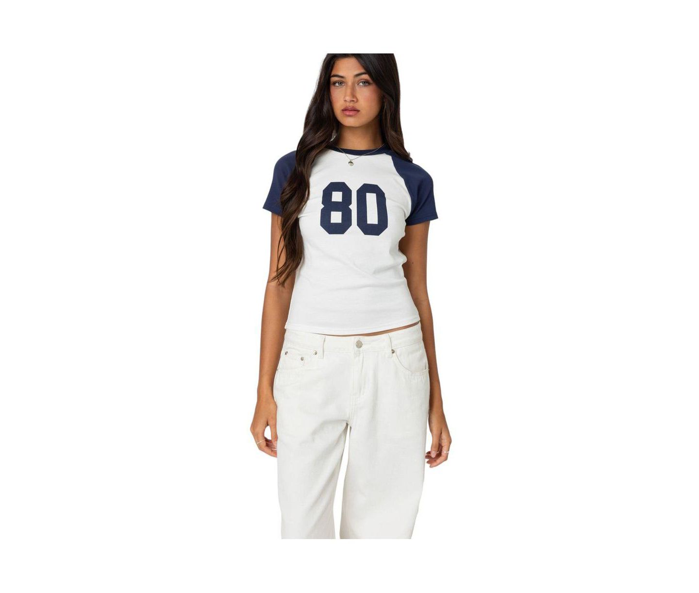 Женская футболка Edikted 80'S Raglan, цвет: Белый — фото 1