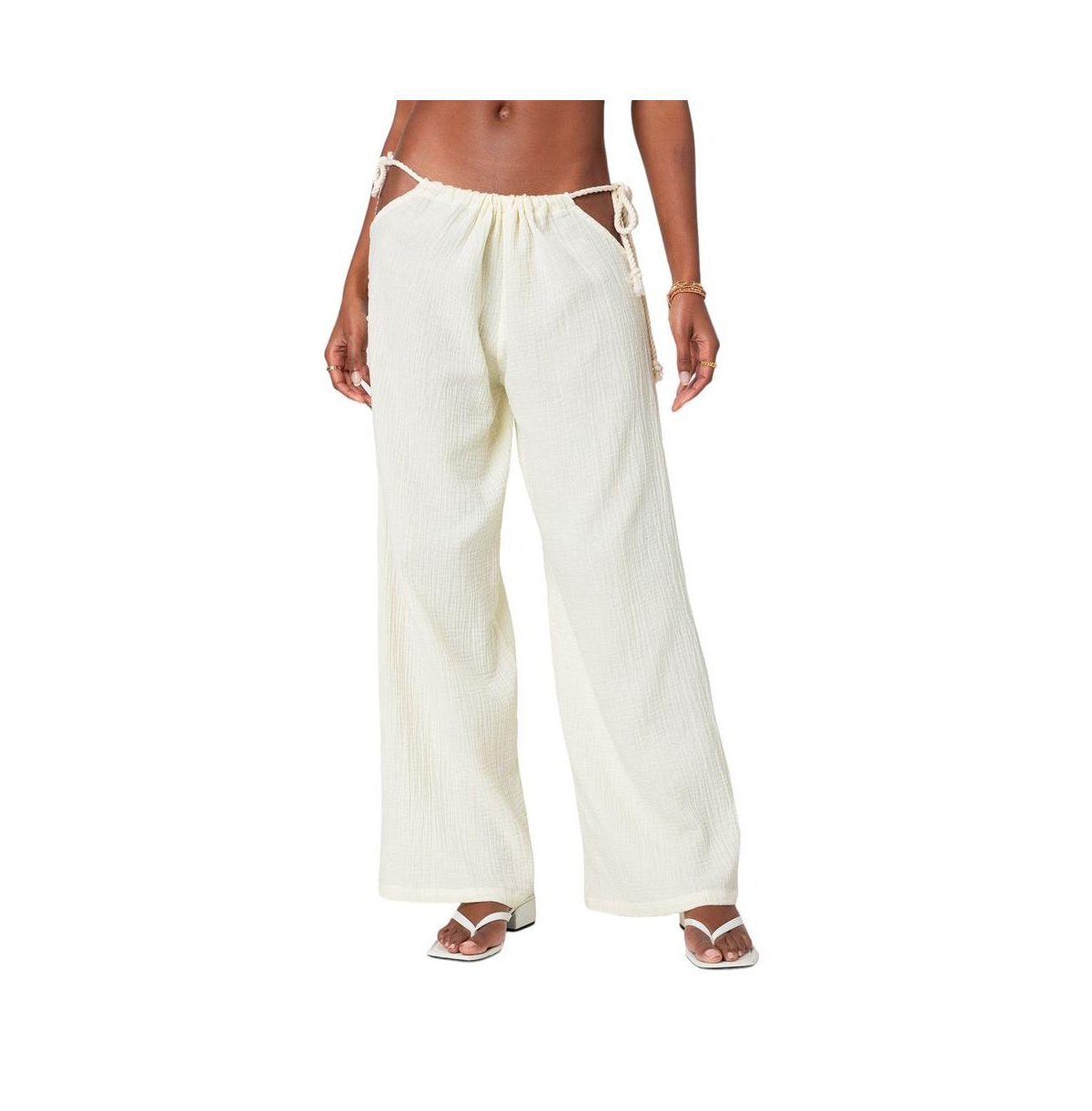 Edikted Women's Leoni side tie cotton gauze pants