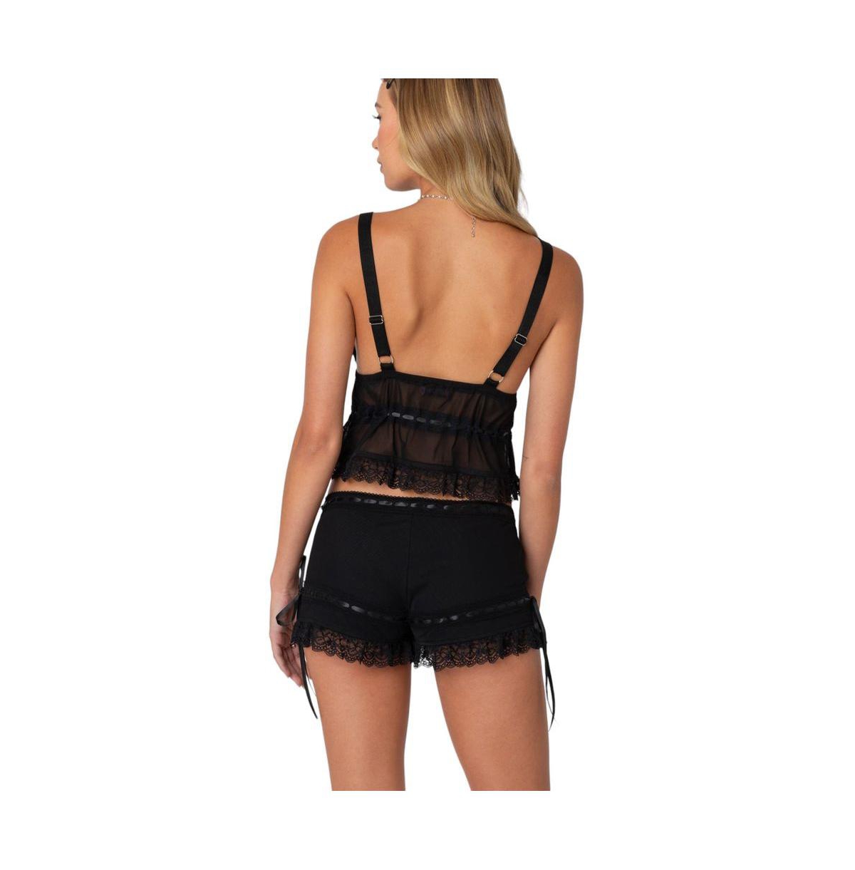 Edikted Women's Marielle Sheer Ribbon Tank Top