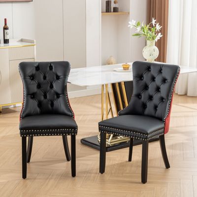  Nikki Black/Red Dining Chairs (Set of 2
