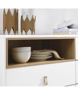 Multifunctional 5-drawer cabinet with leather handles