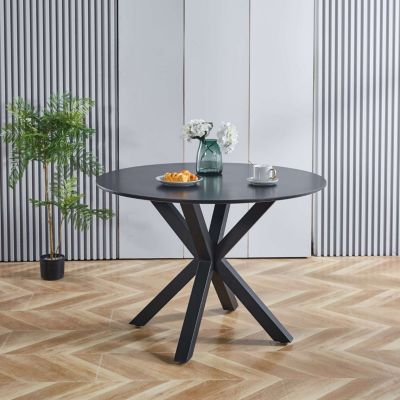 Mid-Century Black Dining Table for 4-6 People