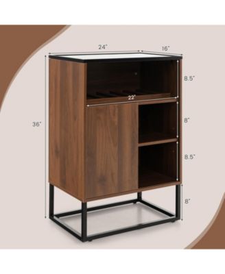 Wine Storage Cabinet Buffet Sideboard with Adjustable Shelf and Sliding Door