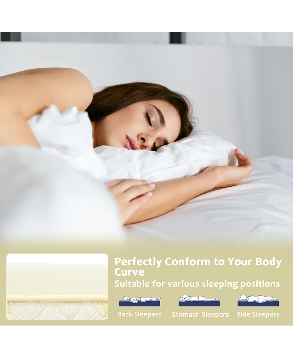Costway 3'' Bed Mattress Topper Air Cotton for All Night s Comfy Soft Mattress Pad