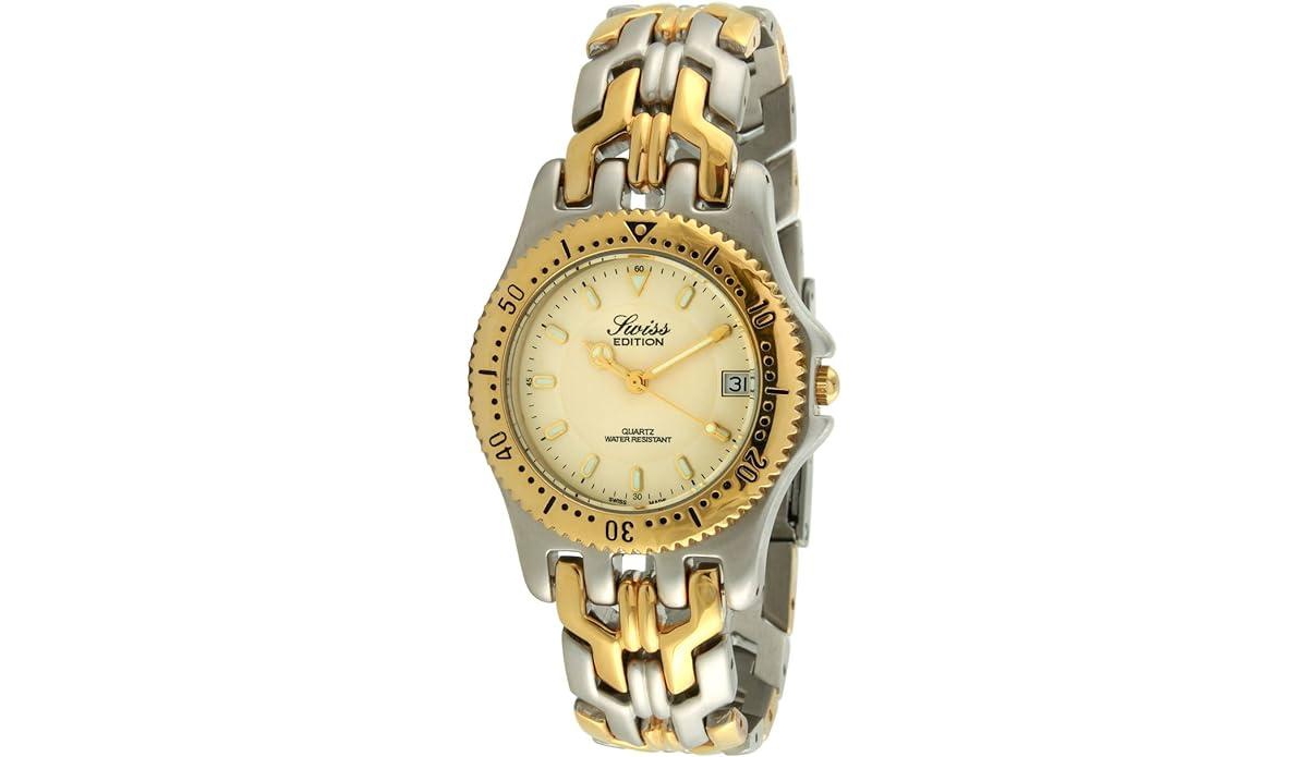 Men's Two-Tone Luxury Bracelet Watch with Sport Bezel - Silver