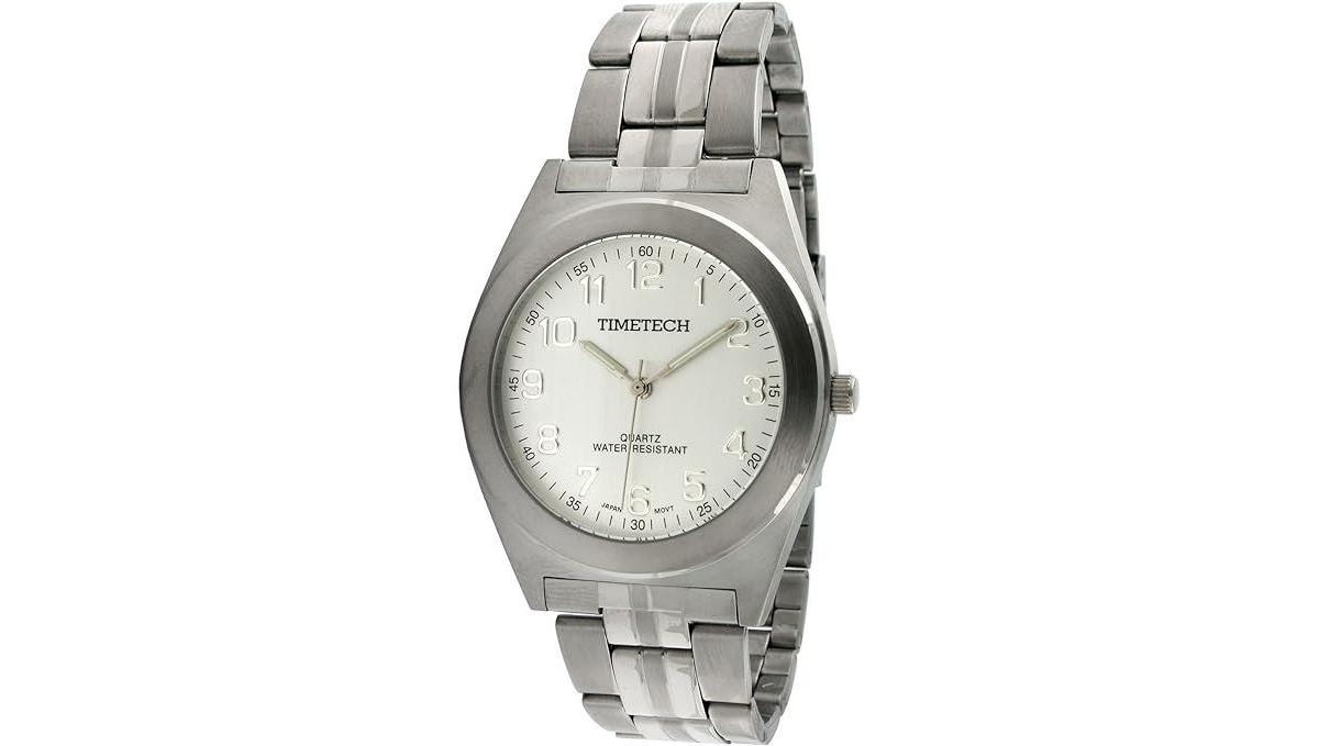 Men's Silver Dial Stainless Steel Bracelet Watch - Silver