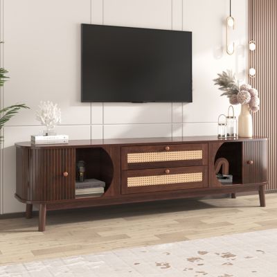 Streamdale 75" Rattan TV Stand, Modern Farmhouse Console