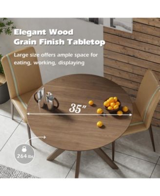 36 Inch Round Wood Dining Table with Intersecting Pedestal Base