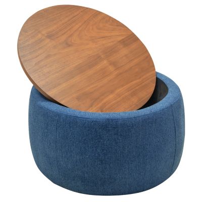 Round Storage Ottoman, 2 In 1 Function, Work As End Table And Ottoman