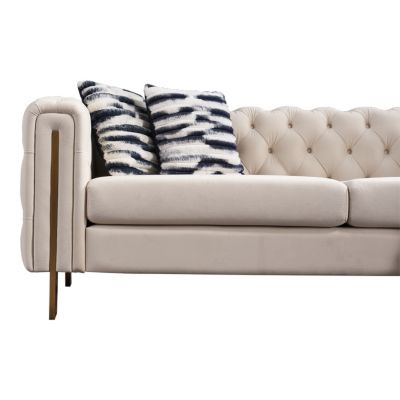 Modern Velvet Sofa Cream