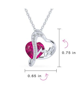 Modern Pave Accent Double Infinity Heart Ruby Red Pink Faceted Crystal Mom Word Heart Necklace Pendant Sterling Silver 1618 Inches Chain