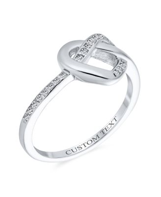 Romantic Danity Delicate CZ Accent Cubic Zirconia Twisting Intertwined Bands Promise Heart Ring For Women .925 Sterling Silver