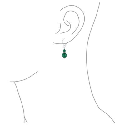 Natural Stones Bali Milgrain Rondel Double Bead Ball Dangle Earrings .925 Sterling Silver