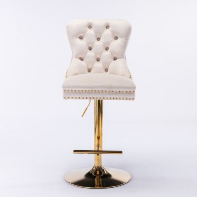 Streamdale Golden Velvet Swivel Barstools with Adjustable Height