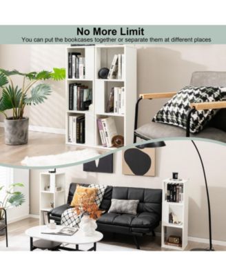 3-Tier 6 Cube White Freestanding Bookcase with Anti-toppling Device