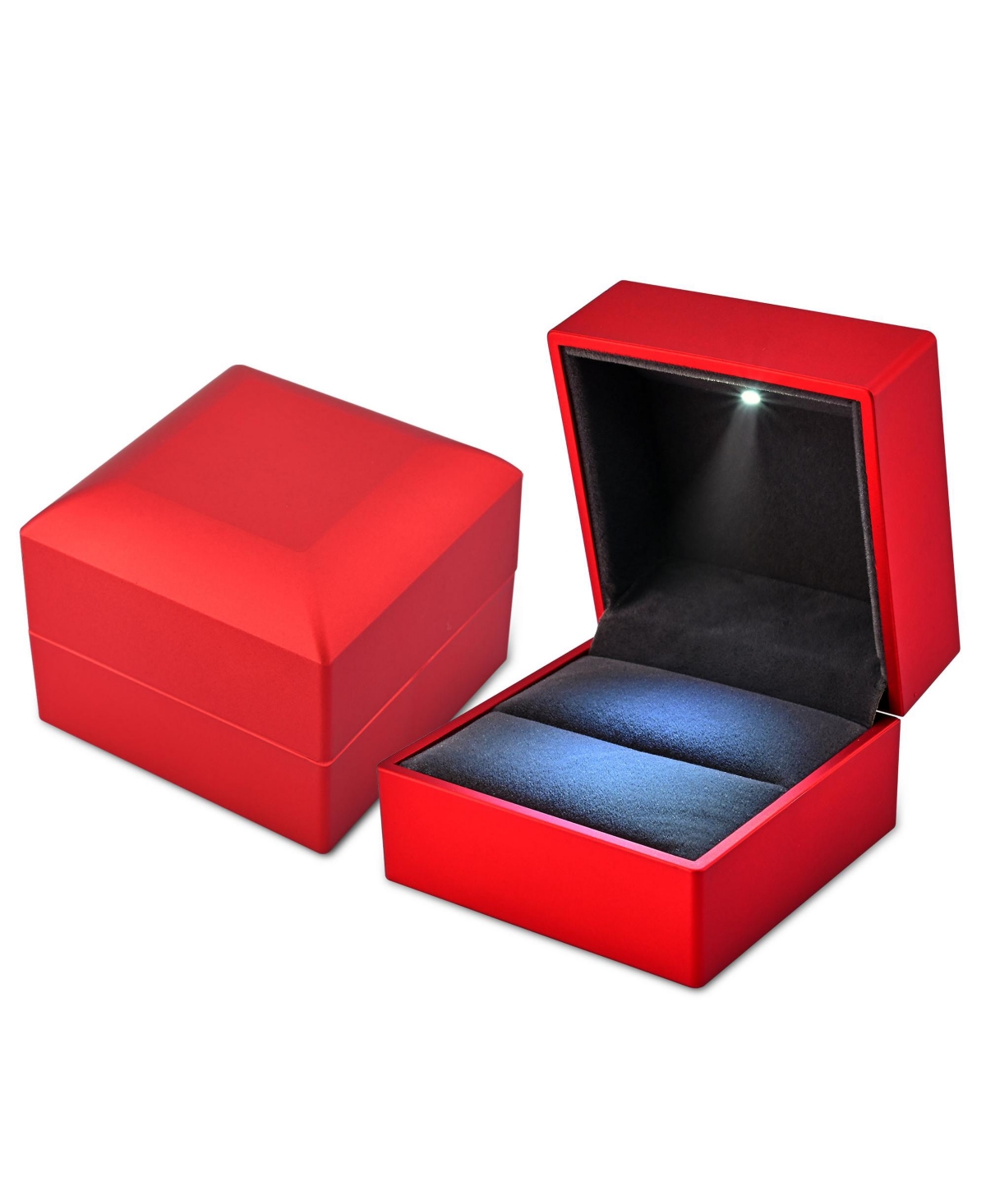 Heart Shape Led Ring Box Jewelry Wedding Engagement Proposal Light Case 2 Pack - Red