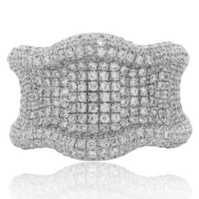 Suzy Levian Sterling Silver Cubic Zirconia Wavy Curved Ring